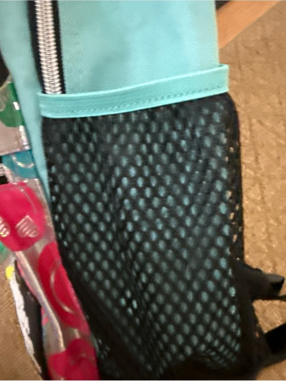 Justice Teal Backpack with Multicolor Smiley Front Pocket
